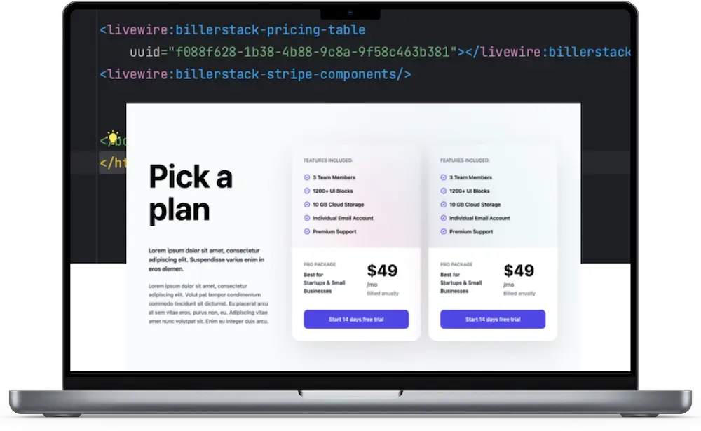 Pricing Table Code Generation